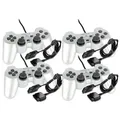 4 original Playstation 2 Controller - Pads in Silber - PS2 + 4 Verlängerungen