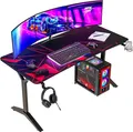 KLIM Gamingtisch K152, ‎152 x 75 cm, Getränkehalter und Headset Haken, Gaming Schreibtisch
