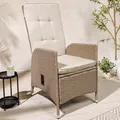 riess-ambiente Outdoor Gartenstuhl SYLT natur beige Polyrattan Hochlehner mit Armlehne verstellbar wetterfest Balkonstuhl Stuhl