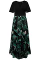 Ulla Popken Damen große Größen Übergrößen Plus Size Ausbrenner-Maxikleid, A-Linie, V-Ausschnitt, Halbarm schwarz 50+ 828339100-50+