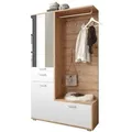Kompaktgarderobe Entra Dekor Weiß, Braun Weiß / Eiche