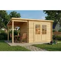 Alpholz Gartenhaus Maria-28 Natur 300 cm x 250 cm + 150 cm Schleppdach