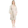 Hammetex Damen Bademantel 100% Baumwolle – 380 g/m² Weicher Frottee Bademantel mit Taschen für Zuhause & Sauna – Saugfähig & Hautfreundlich – Beige
