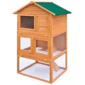 vidaXL Kleintierkäfig Kaninchenstall Kleintierhaus Hasenstall 3 Ebenen Holz braun