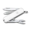 Victorinox Schweizer Taschenmesser, Klein, Classic SD, Multitool, Swiss Army Knife, Geschenk, 7 Funktionen, Klinge, Nagelfeile, Weiss