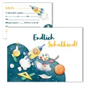 10x Einladungskarten Einschulung Set "Vollgas ins Schulleben" Kinder Rakete