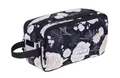 Kulturbeutel Damen Kosmetiktasche Beautycase Travel Flower Washbag Reise Kulturtasche groß geräumig viele Fächer Reise Tasche Sauna (Black Flower (schwarz) 13022)