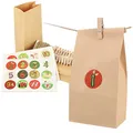 com-four® Adventskalender zum selbst Befüllen - Weihnachtskalender zum Basteln für Kinder - DIY Kalender für Weihnachten (Motivauswahl der Aufkleber variiert!) (Tüten)