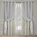 Exklusive Home Curtains Catarina Vorhänge, mehrlagig, massiver Verdunkelungsvorhang und durchscheinender Fenstervorhang mit Tülloberfläche Maße: 52 x 84 cm 52x84 Sand