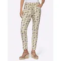 Webhose HEINE, Damen, Gr. 40, Normalgrößen, gelb (sand, ocker, bedruckt), 65% Baumwolle, 32% Polyester, 3% Elasthan, gemustert, 7/8-Länge, Hosen