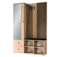 Lomadox Garderobe CALLAO-161, Eiche Nb. mit schwarz, Flurgarderobe, Garderoben-Set, inkl. Sitzkissen