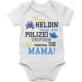 Shirtracer Shirtbody Meine Heldin trägt eine Polizei Uniform Mama - Geschenk zur Geburt Pol Event Geschenke Baby weiß 18/24 Monate