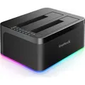Inateck RGB Festplatten Dockingstation USB 3.0 mit Offline-Klonfunktion, für 2.5 u. 3.5 Zoll SATA HDDs und SSDs, UASP Unterstützt, Schwarz