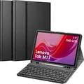 Fintie Tastatur Hülle für Lenovo Tab M11 (TB330FU) 11 Zoll 2024, Soft TPU Rückseite Gehäuse Schutzhülle mit Stifthalter und magnetisch Abnehmb... - Schwarz