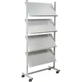 Prospektregal 12x A4 750x1580x390mm 4 Fächer Metall silber