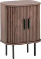 BELIANI Nachttisch Dunkelbraun MDF-Platte mit 2 Schiebetüren Lamellen-Optik Retro Nachtkonsole Nachtschrank Schlafzimmer Ausstattung