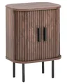 Beliani Nachttisch Holzoptik Dunkelbraun mit 2 Schiebetüren Metallbeine Retro Bradley