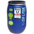 plasteo® 220 Liter Weithalsfass mit Deckel und Spannring Regenfass Kunststofffass Universalfass Deckelfass Maischefass Sauerkrautfass
