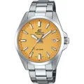 Quarzuhr CASIO EDIFICE, silber (orange, silberfarben), Armbanduhren, Herren, Armbanduhr, Herrenuhr, Edelstahlarmband, Datum, Neo-Display, analog