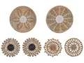Beliani Wanddeko Seegras natürlich geflochten Wandkörbe 6er Set Kreise Boho Pintano
