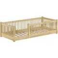 Erst-Holz Kinderbett 80 x 190 cm Niedriges Bodenbett Kiefer Massiv Kleinkinder Modell 65 Rollrost inkl.