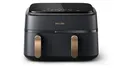 Doppel Heißluftfritteuse 9 l 2750 W Serie 3000 NA352/04 Airfryer (Kupfer, Grau)