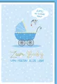 Geburt - Baby - Glückwunschkarte im Format 11,5 x 17 cm - Kinderwagen Prinz