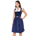 Krüger Dirndl Alisha 60cm Länge Knielang | Eleganten Samt-Dirndl mit gemusterter Dirndlschürze | Damen (DE/NL/SE/PL, Numerisch, 42, Regular, Regular, dunkelblau)