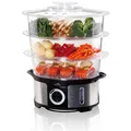 ETA Dampfgarer Steampot I 1100 W I 3 transparente Behälter I Fassungsvermögen 12,25 l I Reisschüssel 1,5 l I Eieraufsatz I Timer