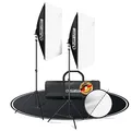 Lion Light | Profi Softbox Set 2X [50x70cm] – Fotostudio Studiolicht [2 Softboxlampen E27 85W 5500K] – Energiesparende Beleuchtung – Inklusive Stativ & Reflektor