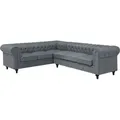 BELIANI Ecksofa Hellgrau Polsterbezug L-Förmig Rechtsseitig Chesterfield Stil Glamourös Wohnzimmer - Grau/Braun