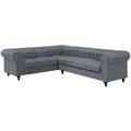 Beliani Ecksofa, Grau, Textil, 6-Sitzer, L-Form, 280x85 cm, Wohnzimmer, Sofas & Couches, Wohnlandschaften, Ecksofas