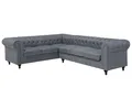 Beliani Edles Chesterfield Ecksofa linksseitig Polsterbezug hellgrau Chesterfield