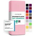 Jacobson Spannbettlaken aus 100% Baumwolle, Jersey Bettlaken 160 g/m2, Spannbetttuch mit Gummizug, pflegeleicht & viele Farben rosa 120 - 130 cm x 200 cm