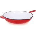 Echtwerk Bratpfanne Gusseisen Emaille-Beschichtung Gusseisenpfanne mit zwei Griffen Creme, Ø 26,5 cm,, Farbe:Rot - Rot