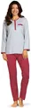 Damen Schlafanzug COMTESSA 2- teilig Pyjama langarm Baumwolle Winter grau Gr.42