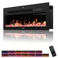 TroniTechnik® Wandkamin Panorama Elektrokamin LED Flammeneffekt Elektrisch Timer 12 Farben inkl. Kristalle 900/1800W