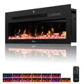 Wandkamin Elektrokamin Panorama LED Flammeneffekt Elektrischer Kaminofen Heizer