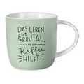 Grafik-Werkstatt Kaffeetasse mit Spruch 300 ml Porzellan Tasse Das Leben ist brutal, Grün