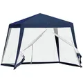 Outsunny Gartenpavillon, Blau, Metall, Kunststoff, 300x245x300 cm, Sonnen- & Sichtschutz, Pavillons & Pergolas, Pavillons