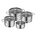Silit Topfset Induktion Kochtopfset 4tlg Glasdeckel Allicante Edelstahl 18/10 (Pfannenset + Topfset, Edelstahl, 16 x 23 cm) (21.0930.0502)