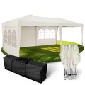 Kronenburg Faltpavillon wasserdicht Pavillon mit 3 Seitenteilen, Gartenzelt, 3x6 m - mit UV Schutz 50+, Champagner