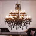 Kronleuchter BLACK CRYSTAL 80cm Schwarz Acryl 15-armig Lüster Hängeleuchte Lampe