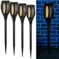 Lunartec 4er-Set LED-Solar-Gartenfackeln mit Flammen-Effekt und Akku, 58 cm