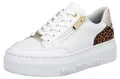 Rieker Damen Sneaker Plateau Court Leder Slipper mit Leopardenmuster M1900, Größe:37 EU, Farbe:Weiß