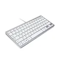 TRIXES Mini USB-Kabel-Tastatur US-Layout - Leichte und Schlank - Kompakt und langlebig - in Silber und Weiss - Plug & Play - Geeignet für PC Computer Apple Mac Laptop Windows etc.