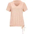 T-Shirt KILLTEC "Lilleo WMN TSHRT F", Damen, Gr. 42, rot (lachs), Oberstoff: 94% Polyester, 6% Elasthan, sportlich, Rundhals, Kurzarm, Shirts, Gestreiftes, schnelltrocknendes Funktionsshirt mit verstellbarem Saum