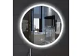 COSTWAY Badspiegel, rund LED Badezimmerspiegel mit 3 Lichtfarben, stufenlos