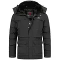 Höhenhorn Winterjacke Achalm Herren Winter Jacke für Männer Quilted Steppjacke Gefüttert abnehmbarer Kunstfellkragen sowie Kapuze, Microfleece Innenseite schwarz L