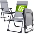 CASARIA® Gartenstühle 2er Set Klappbar 6-fach Verstellbar Alu mit hoher Rückenlehne Liegefunktion Faltbar Balkon Campingstuhl Klappstuhl Hochlehner